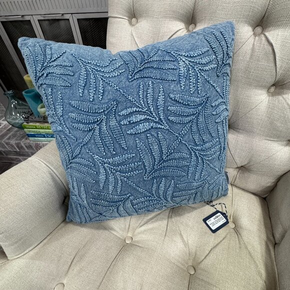 Artistic Accents Blue Embroidered Pillow - Picture 1 of 3